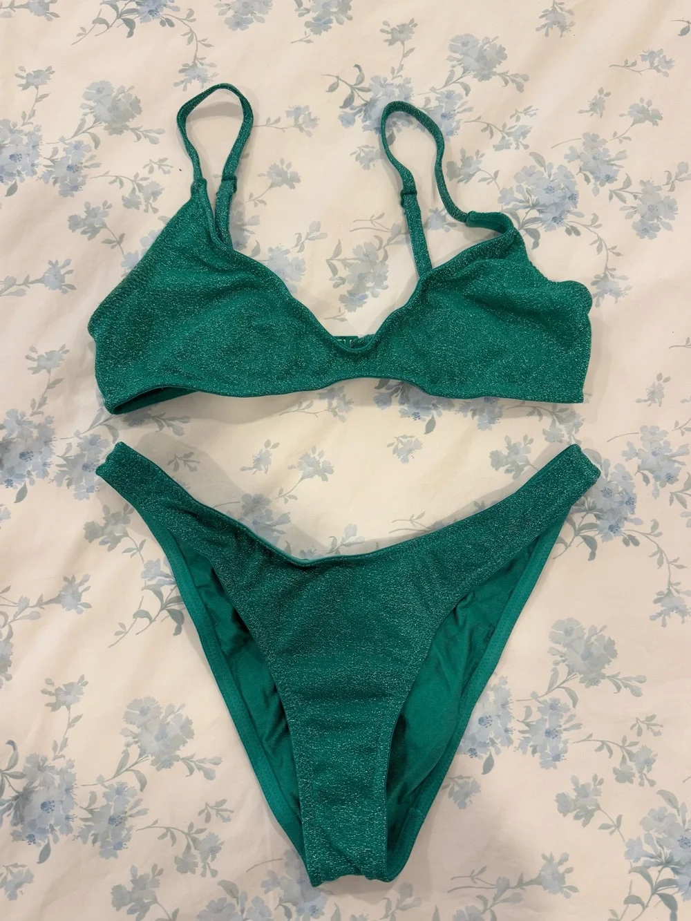 triangl swimwear Green Shimmer Bralette Bikini Set